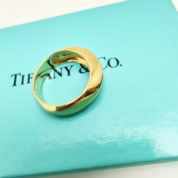 TIFFANY◇ナイフエッジ リング 指輪 9号 ティファニー ナイフエッジ リング K18YG 18金 イエローゴールド