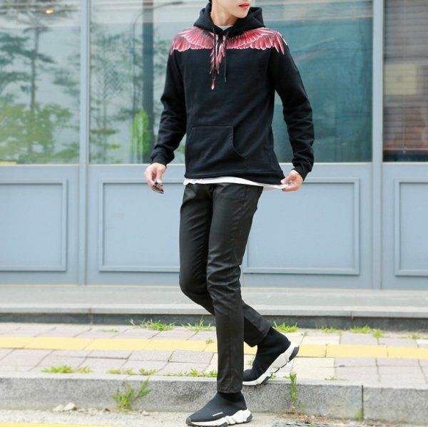 新品】マルセロバーロン/RED GHOST WINGS HOODIE/パーカー
