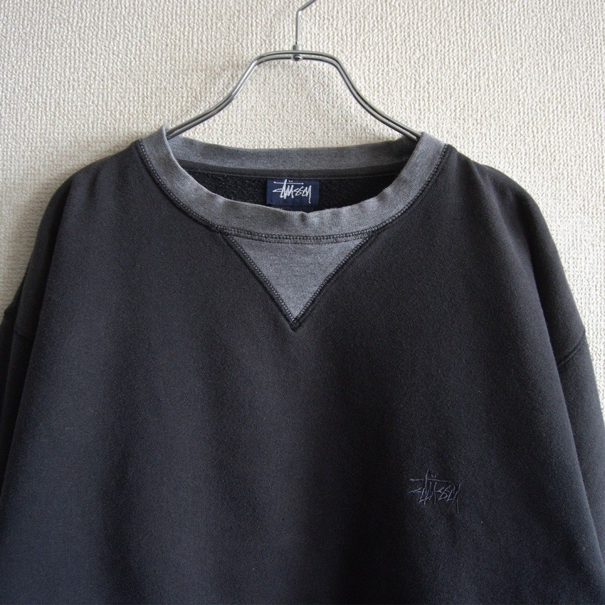 00s】OLD STUSSY【前V プルオーバー スウェット】 L 00年代 紺