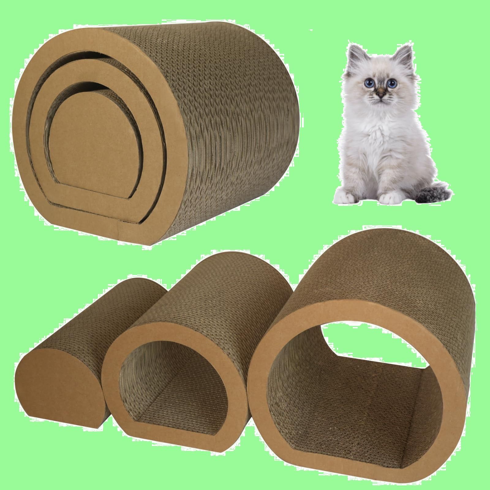 商品 折りたたみ式 3個セット おしゃれ 多頭飼い対応 爪とぎ付き 運動不足解消 ストレス発散 隠れ家 トンネル型 大型 キャットトンネル 爪とぎ 爪とぎしやすい インテリアに馴染む ナチュラルデザイン 段ボール 猫トンネル 削りカスが少ない