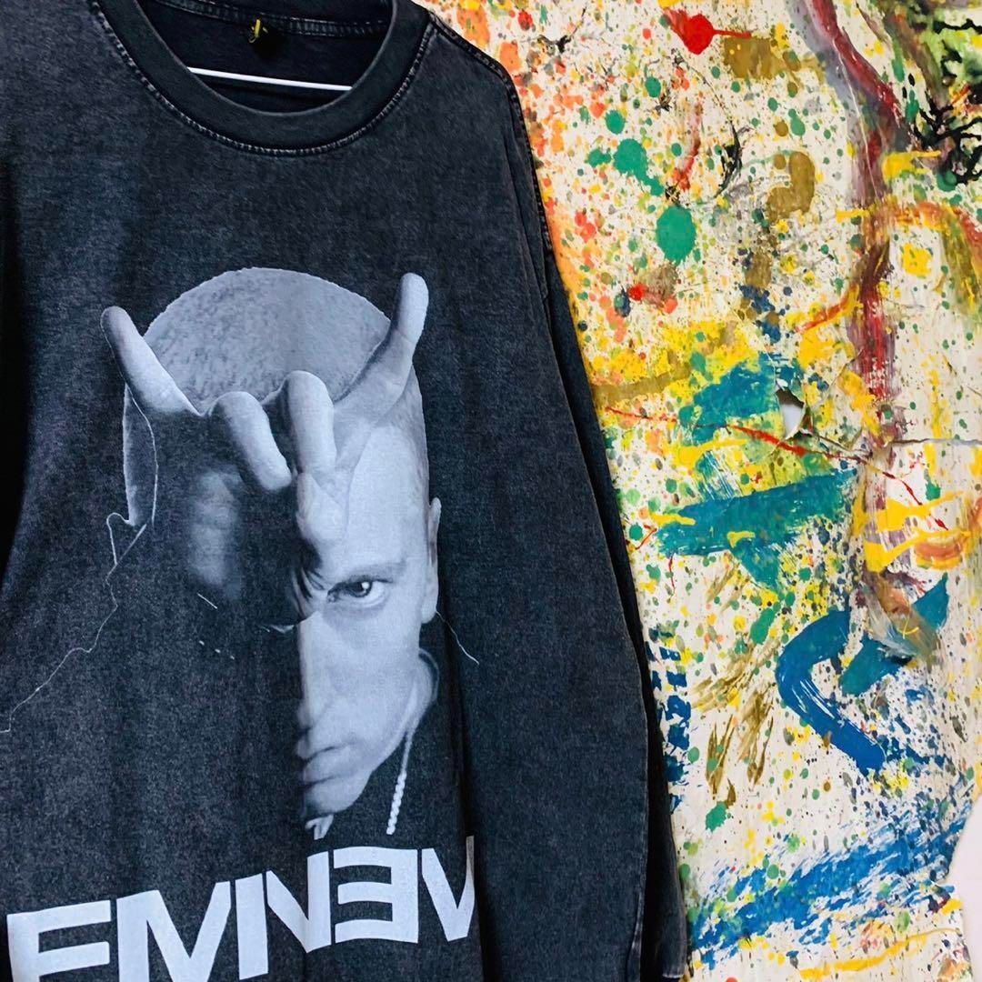 エミネム メンズ ロンＴ 長袖 ラッパー 黒L XL EMINEM ケミカル