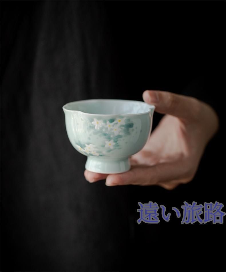 景徳鎮 陶器 手作り 花型 茶杯 女性ぴったり 中国茶 茶葉 ウーロン茶 烏龍茶