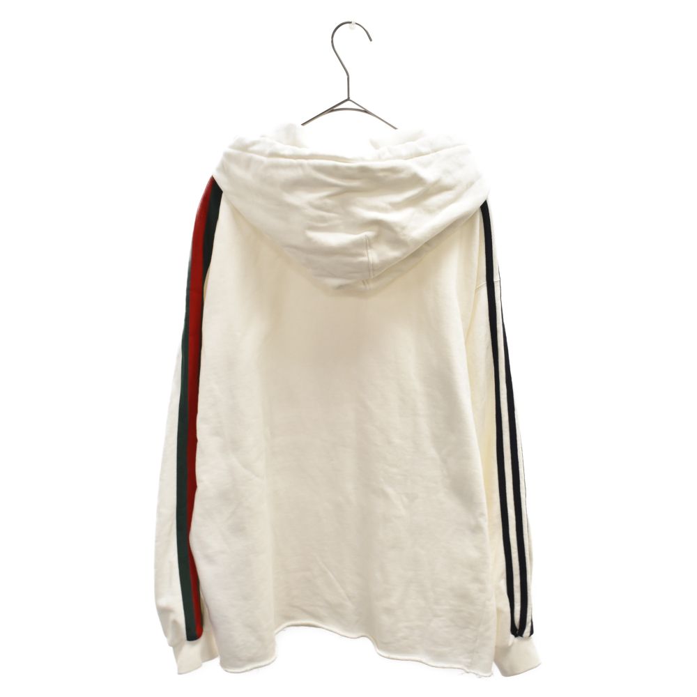 GUCCI (グッチ) ×adidas ロゴプリントスウェットプルオーバーパーカー