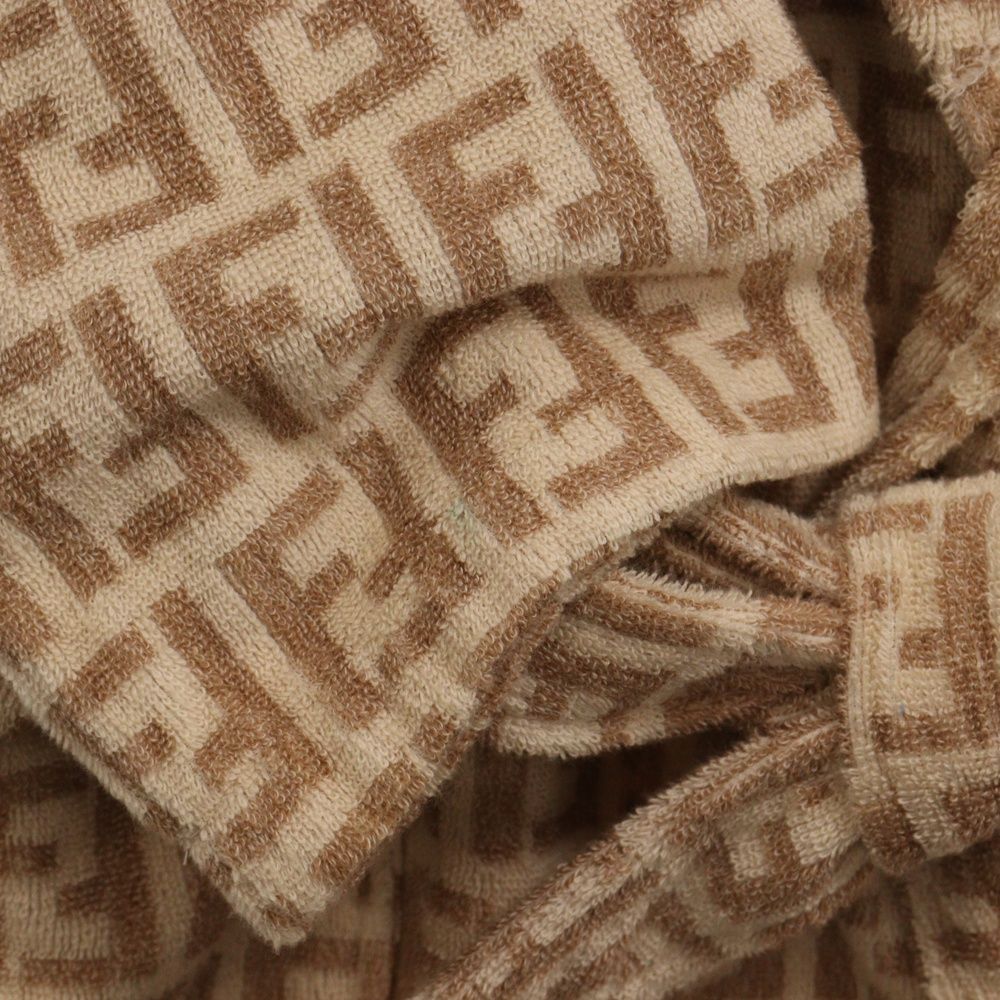 FENDI (フェンディ) ズッカ 総柄 ガウンコート Fロゴ パイル地
