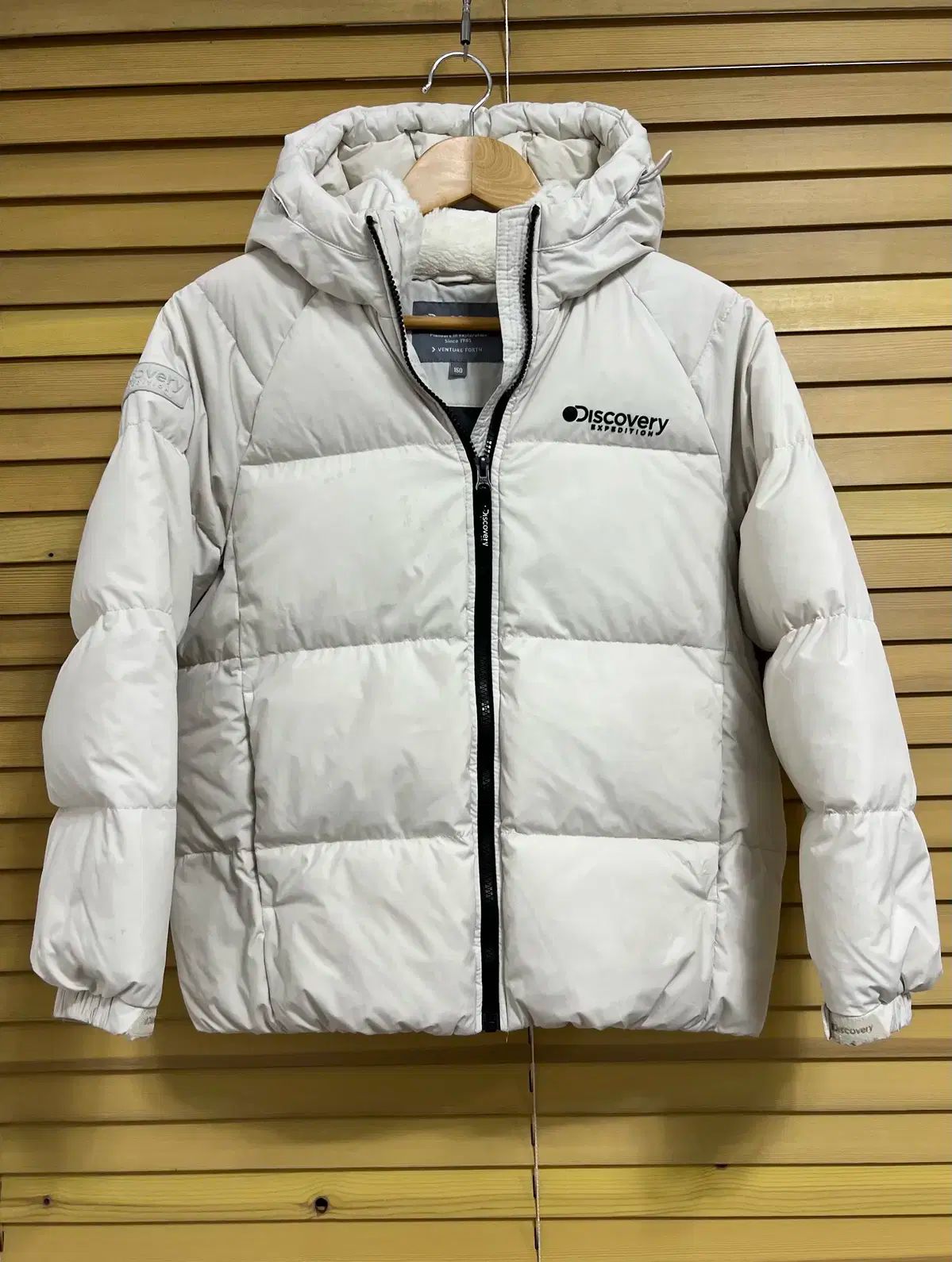 キッズ アイボリー ダックダウン ダウンジャケット フード 150