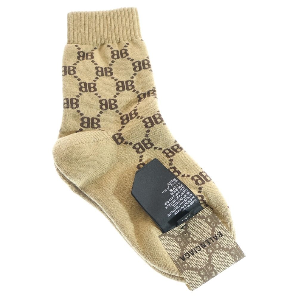 BALENCIAGA バレンシアガ 22AW ×GUCCI HACKER COLLECTION TENNIS SOCKS グッチ ハッカーコレクション BBモノグラム テニスソックス 靴下 ブラウン 681520