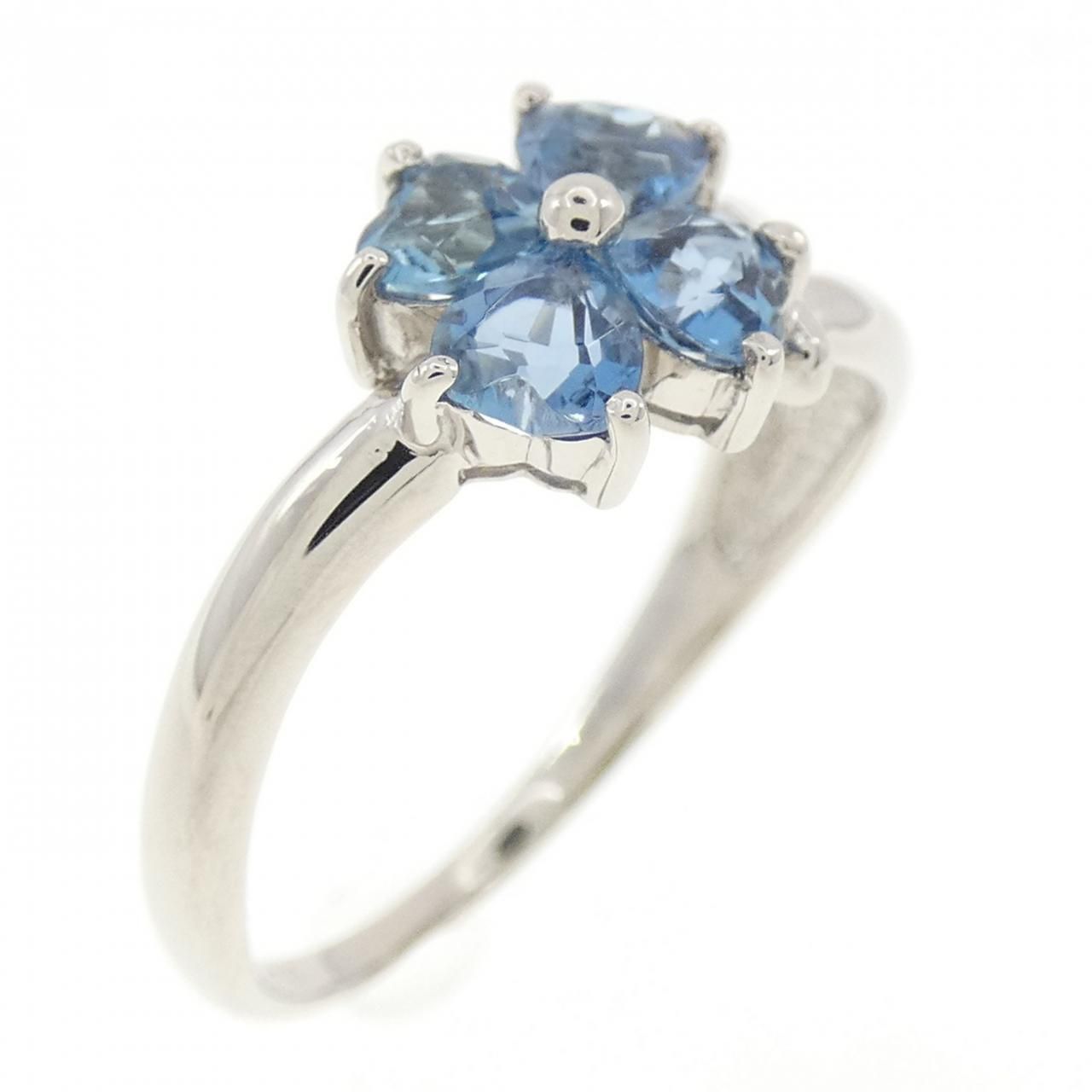 PT900 フラワー アクアマリン リング - メルカリ 