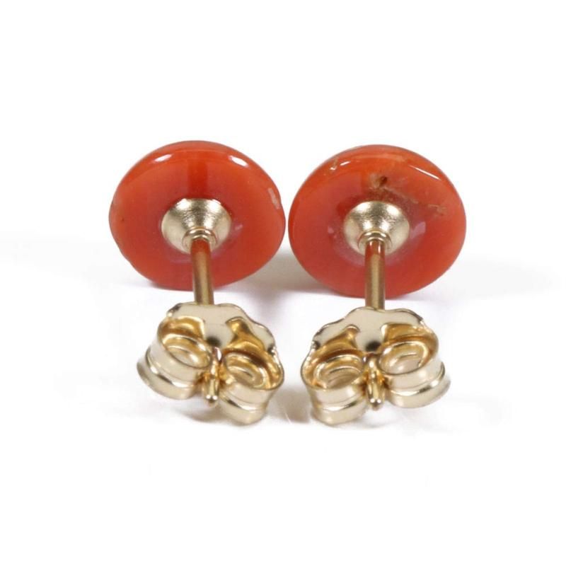 ピンクサンゴ 深海珊瑚 ピアス 丸玉 ゴールドフィルド 無染色 SANSUI