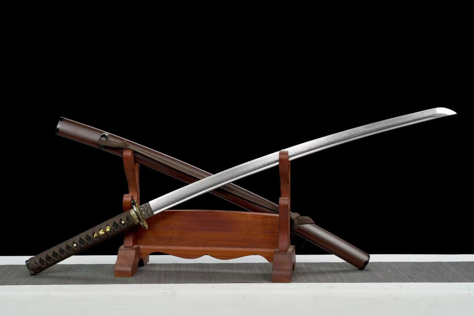 檀 百錬模様鋼 打刀 全長103cm 超高硬度仕様 工芸品模造品 鑑賞用 COSPLAY 装飾用” 非実戦 美術刀 刀装具 模擬刀 模造刀 鑑賞用 武具