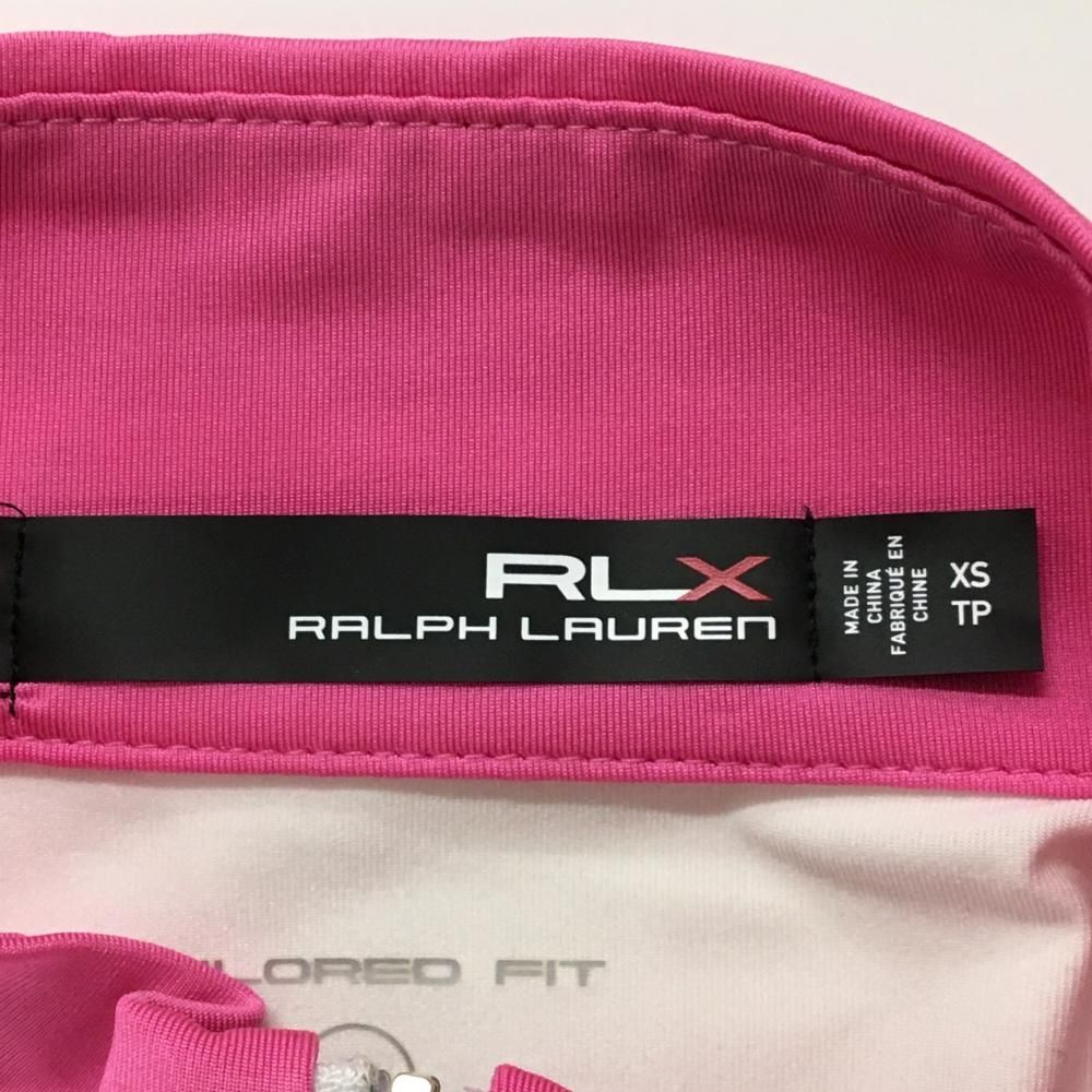 美品【レア】RLX ラルフローレン 撥水 ストレッチ ハーフジップ ゴルフ半袖 超美品】RLXラルフローレン 半袖ハイネックシャツ 白×ピンク