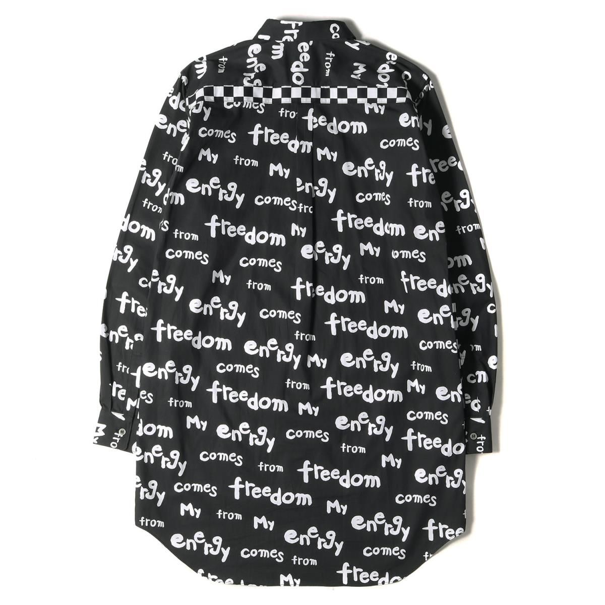 美品 COMME des GARCONS コムデギャルソン シャツ サイズ:L 19AW my energy comes from freedom総柄  コットン ロング BLACK ブラック 黒 トップス カジュアル 長袖 日本製 ブランド - メルカリ