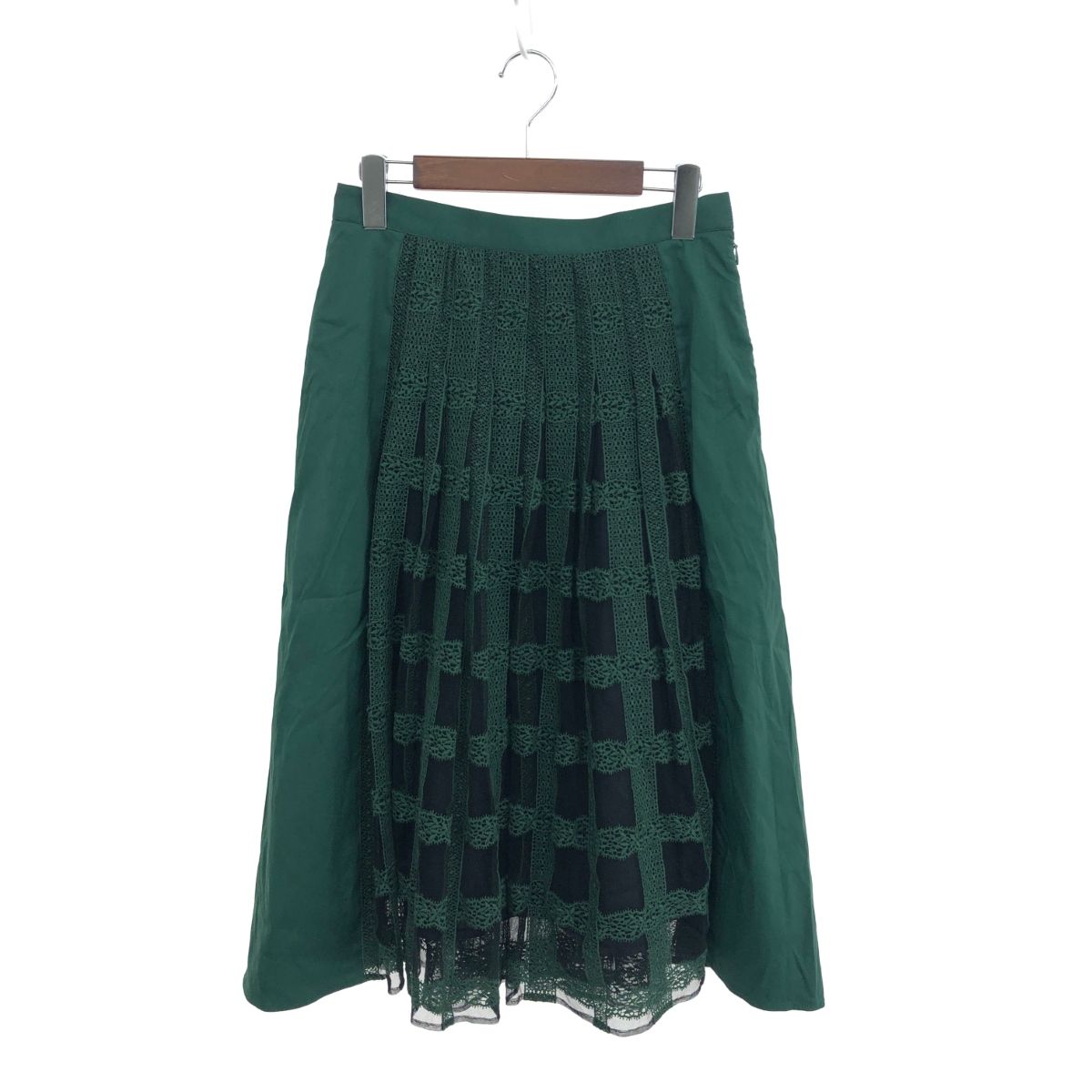 import Rossa インポートロッサ レースフレアスカート 大きいサイズ:42 定価￥69.300    ブラック/グリーン レディース / 240001160801