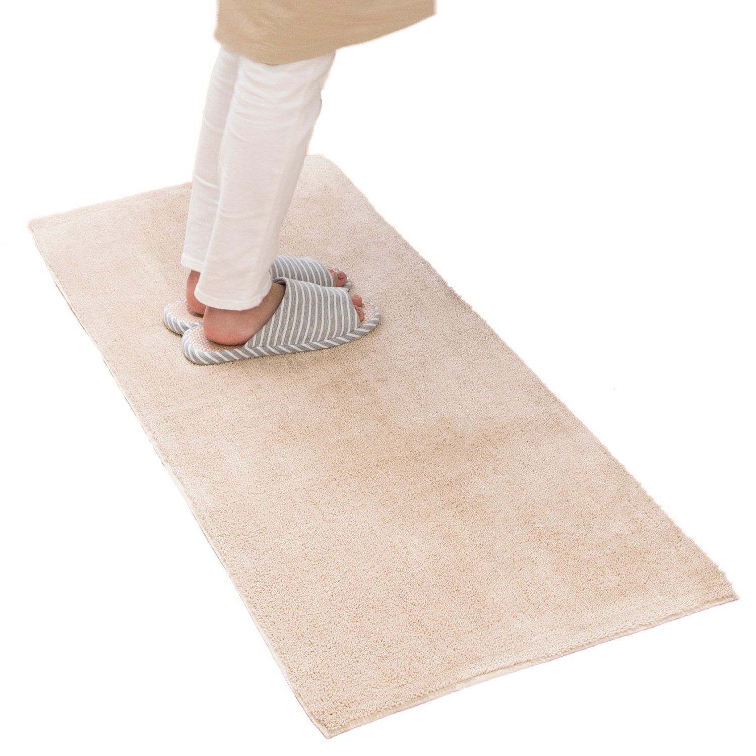 ベージュ_4. ロングマット 約50×120cm オカ 乾度良好Dナチュレ ロングマット ベージュ 約50cm×120cm キッチンマットや玄関マット リビングマットなど多目的に