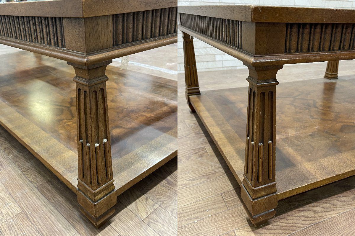 引取限定】DREXEL HERITAGE/ドレクセルヘイジ トライユン ガラストップ