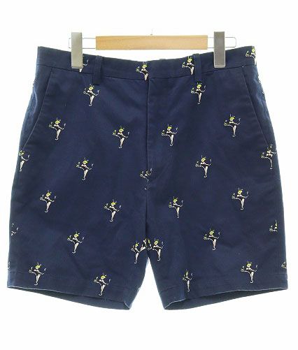 ワコマリア WACKO MARIA 14SS バニー ハーフ パンツ ネイビー M 14SS-P-P10 チノ ショーツ 総柄 【ブランド古着ベクトル】【中古】240611