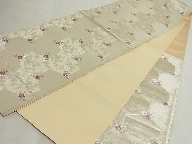平和屋着物◎六通柄袋帯 亀甲花文 銀糸 正絹 逸品 AAAI4462Asx - メルカリ