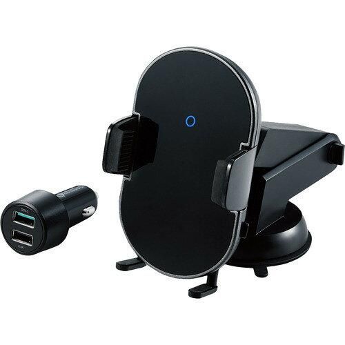 【新品・2営業日で発送】ELECOM エレコム ワイヤレス充電器/Qi/車載ホルダー/ゲル吸盤/ロング/シガーCRG/BK(W-QC09BK)