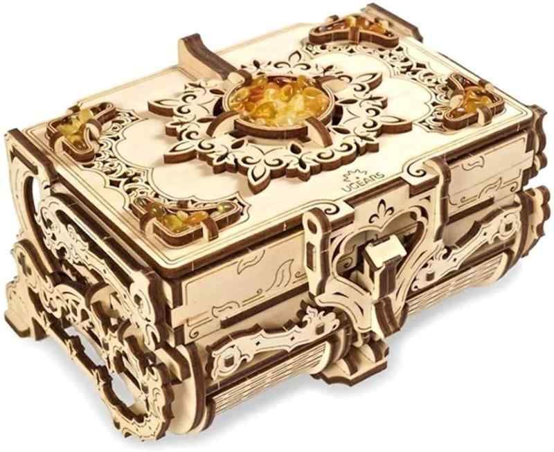UGEARS ユーギアーズ アンバーボックス 3D木製パズル 木製モデルキット 大人とティーン用 - アンバー付き ボックス 誕生日やクリスマスのギフトに最適