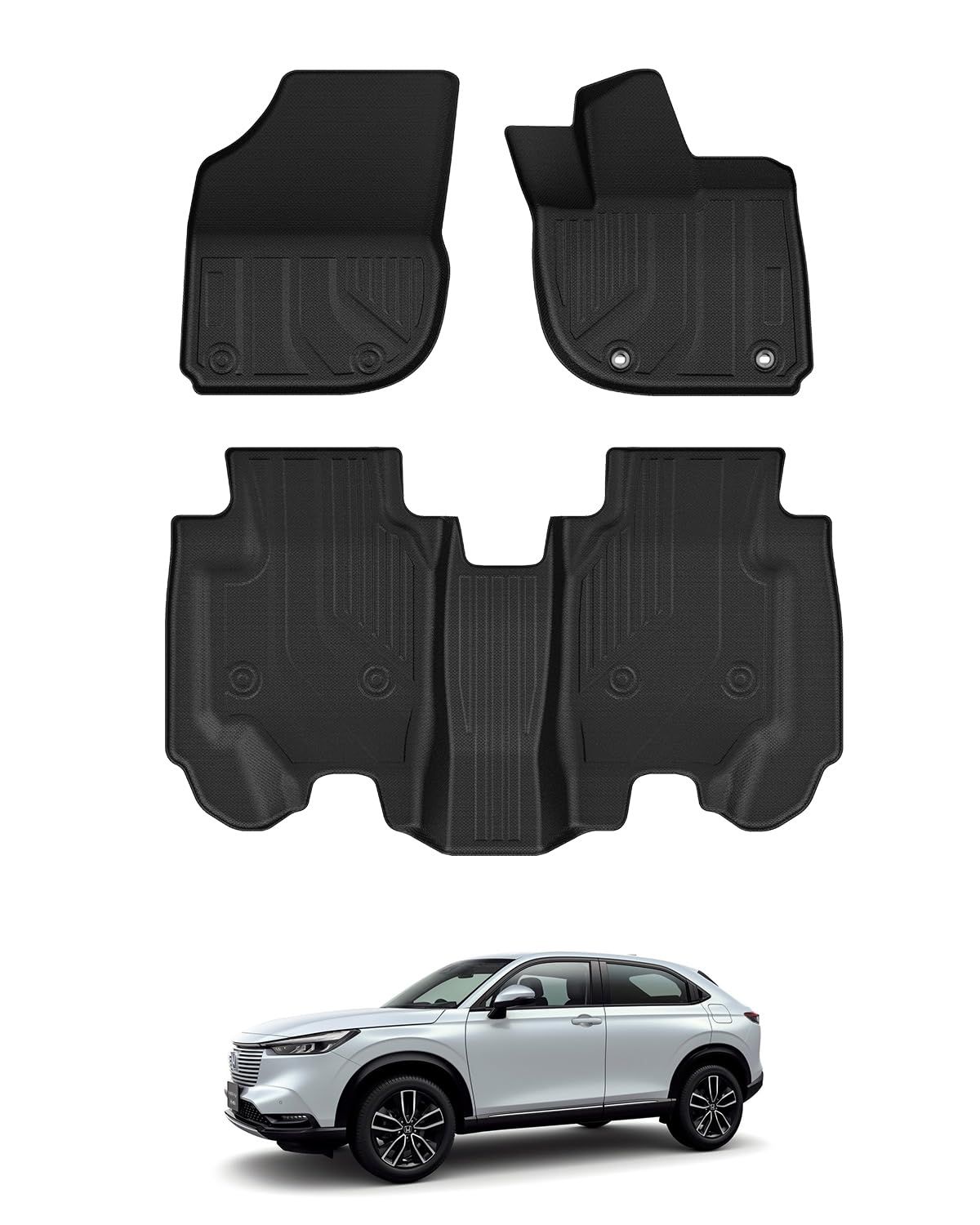 Mixsuper 新型ヴェゼル rv系 フロアマット 立体カーマット 5人乗り VEZEL RV3 RV4 RV5 RV6 3Dフロアマット 防水マット 2021年4月～ ヴェゼル カスタムパーツ TPE素材 車種 設計 防水性 耐摩擦 耐汚れ 耐候性