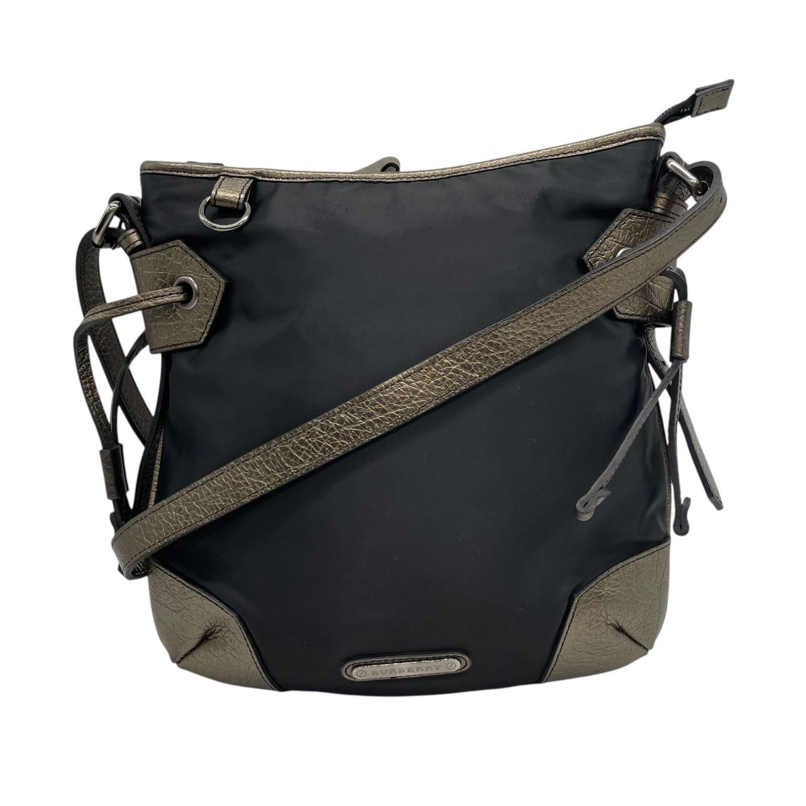 Burberry London カーキグレー×ゴールド金具　美品 Burberry London カーキグレー×ゴールド金具美品