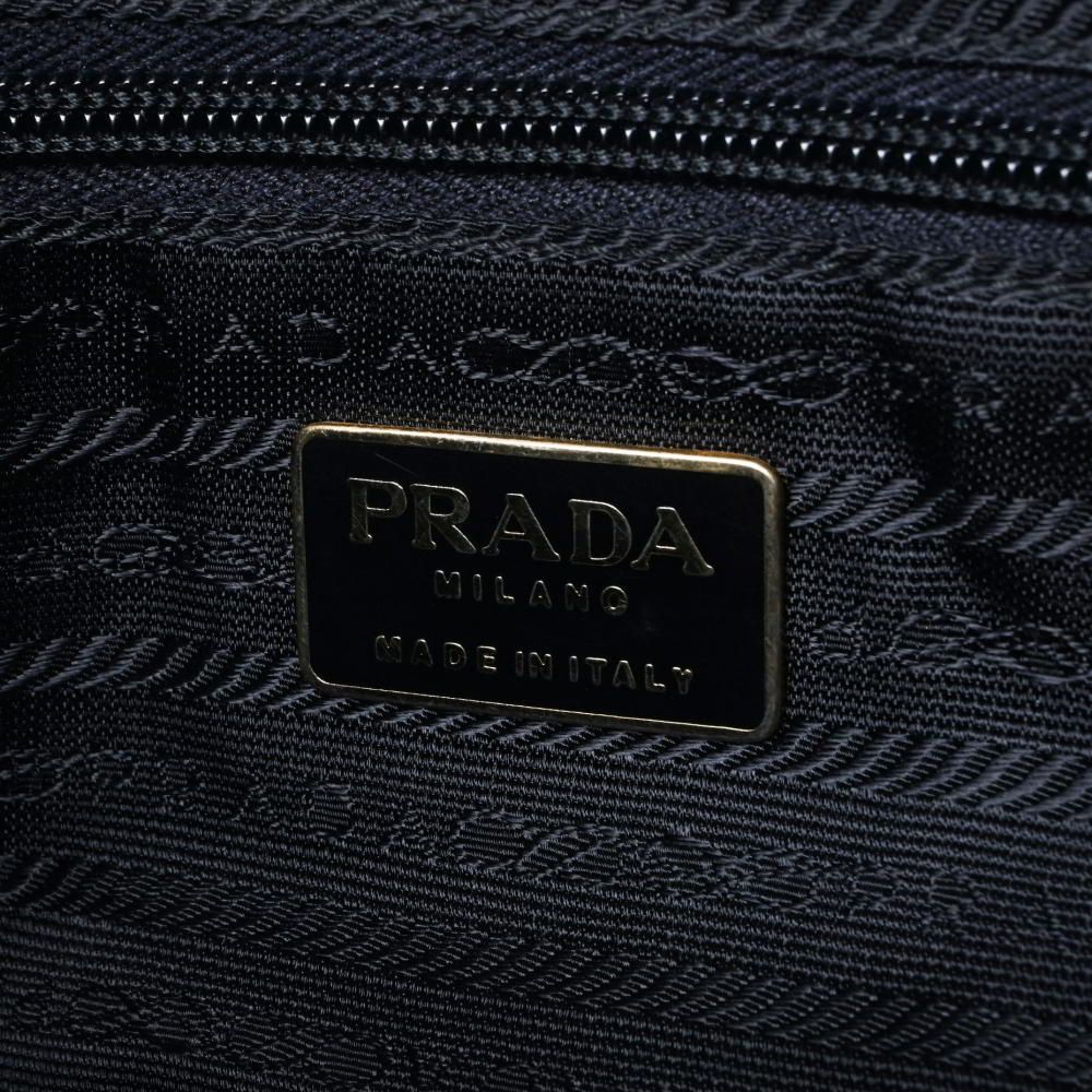 PRADA ロゴビーズ装飾 ナイロン ハンドバッグ ONE SIZE ブラック  