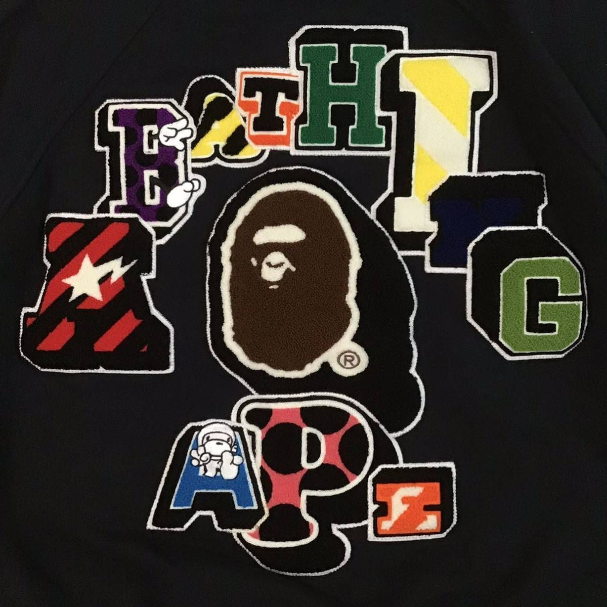 BAPE LOGO スウェット スタジャン Mサイズ a bathing ape sweat varsity jacket エイプ ベイプ  アベイシングエイプ vintage NIGO - メルカリ