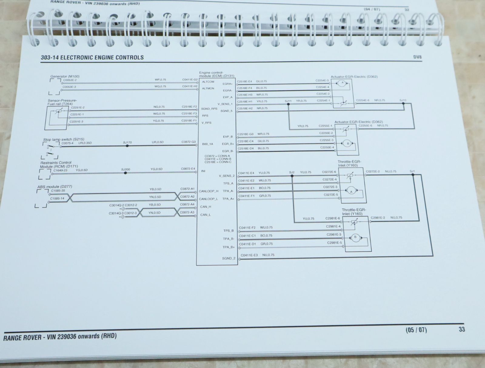 通年定番◆LAND ROVER ｜電機配線図｜ ｜レンジローバー スポーツ 2006？ 回路図 電機接続図 240ページ VIN:983117■J6502 ローバー