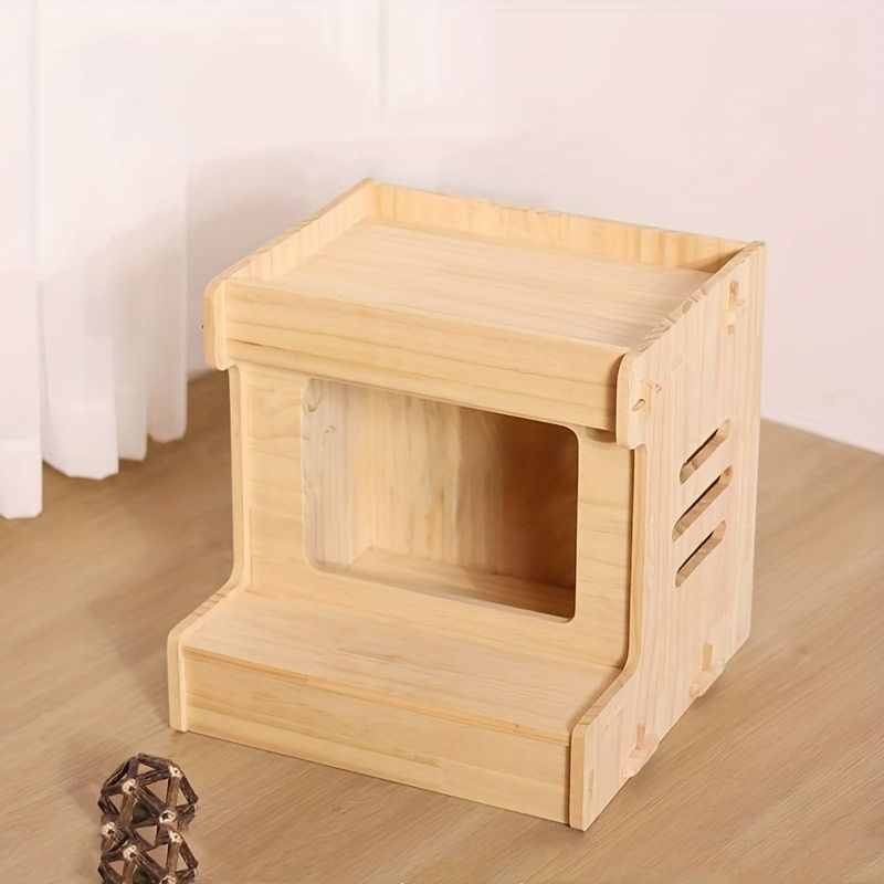 ペット小さなヴィラ固体木製猫ハウス猫睡眠ベッド猫家具屋内猫の巣