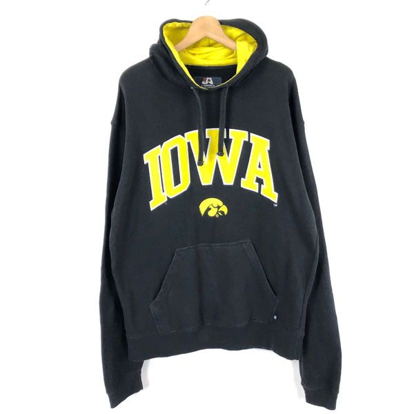 【古着】 J AMERICA カレッジ パーカー IOWA ブラック系 メンズL 【中古】 n043829