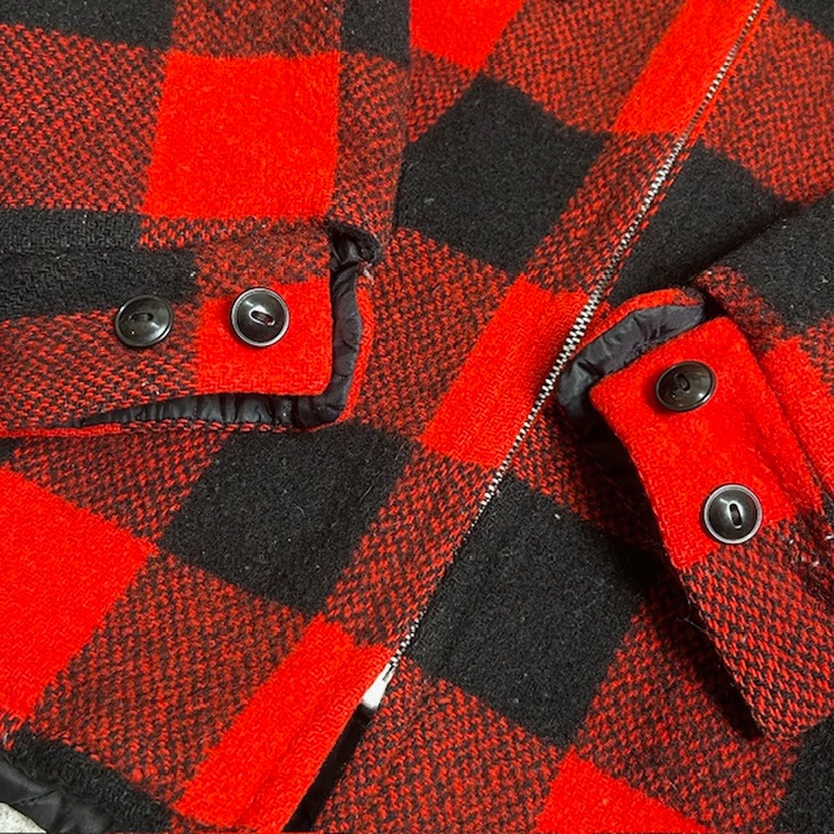 60's チェックウールジャケット キルティングライナー デカ五角形