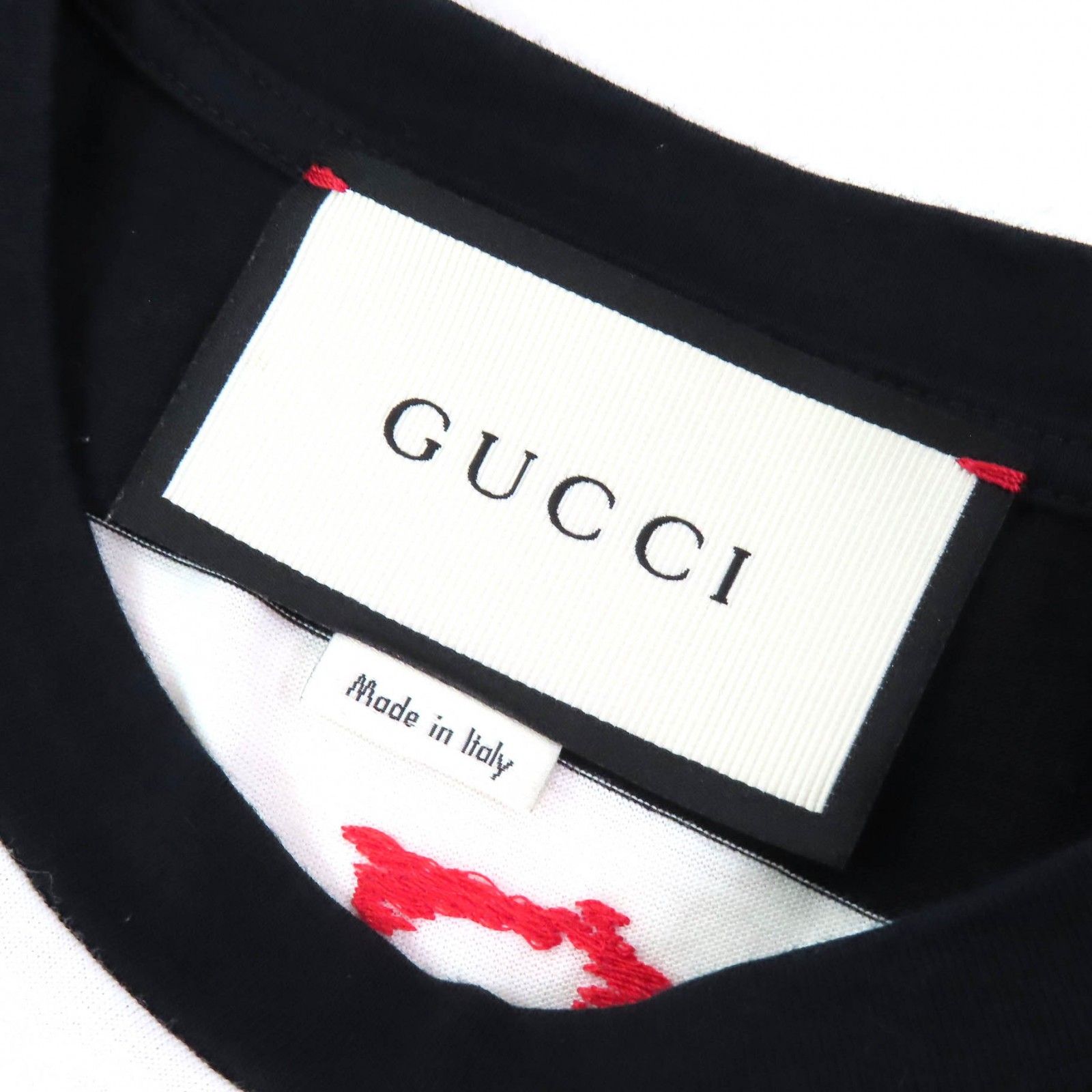 極美品△GUCCI グッチ 422730 Mare Gothicum フラワー スタッズ ボーダー柄 クルーネック 半袖Ｔシャツ ブラック ホワイト M 伊製 正規品 GUCCI - 極美品△GUCCI グッチ 422730 コットン100％ Mare