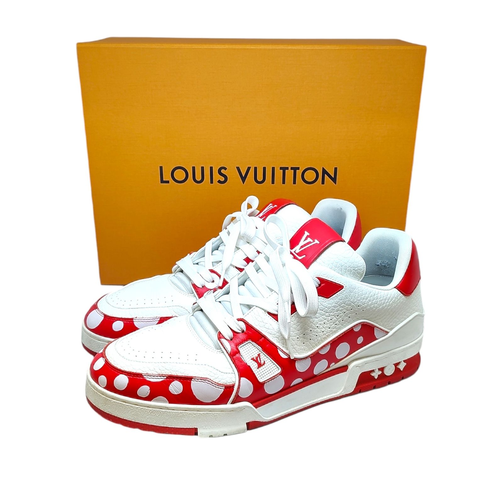 LOUIS VUITTON ルイ・ヴィトン ×YK YAYOI KUSAMA 草間 彌 23SS LV トレイナー スニーカー 9 ホワイト×レッド