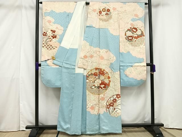 平和屋着物□豪華振袖 駒刺繍 雪輪草花文 金彩 正絹 逸品