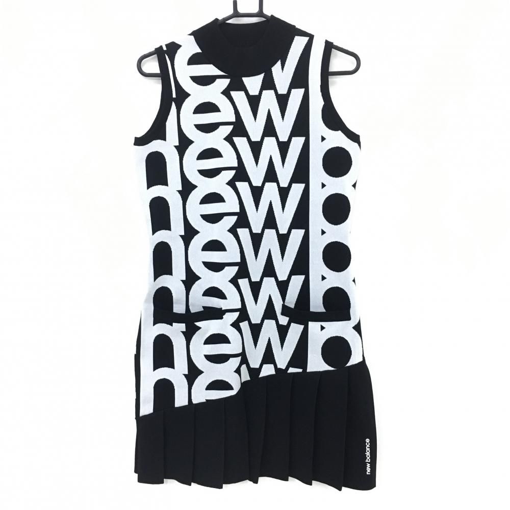 ニューバランスゴルフ ノースリーブニットワンピース 黒×オフホワイト