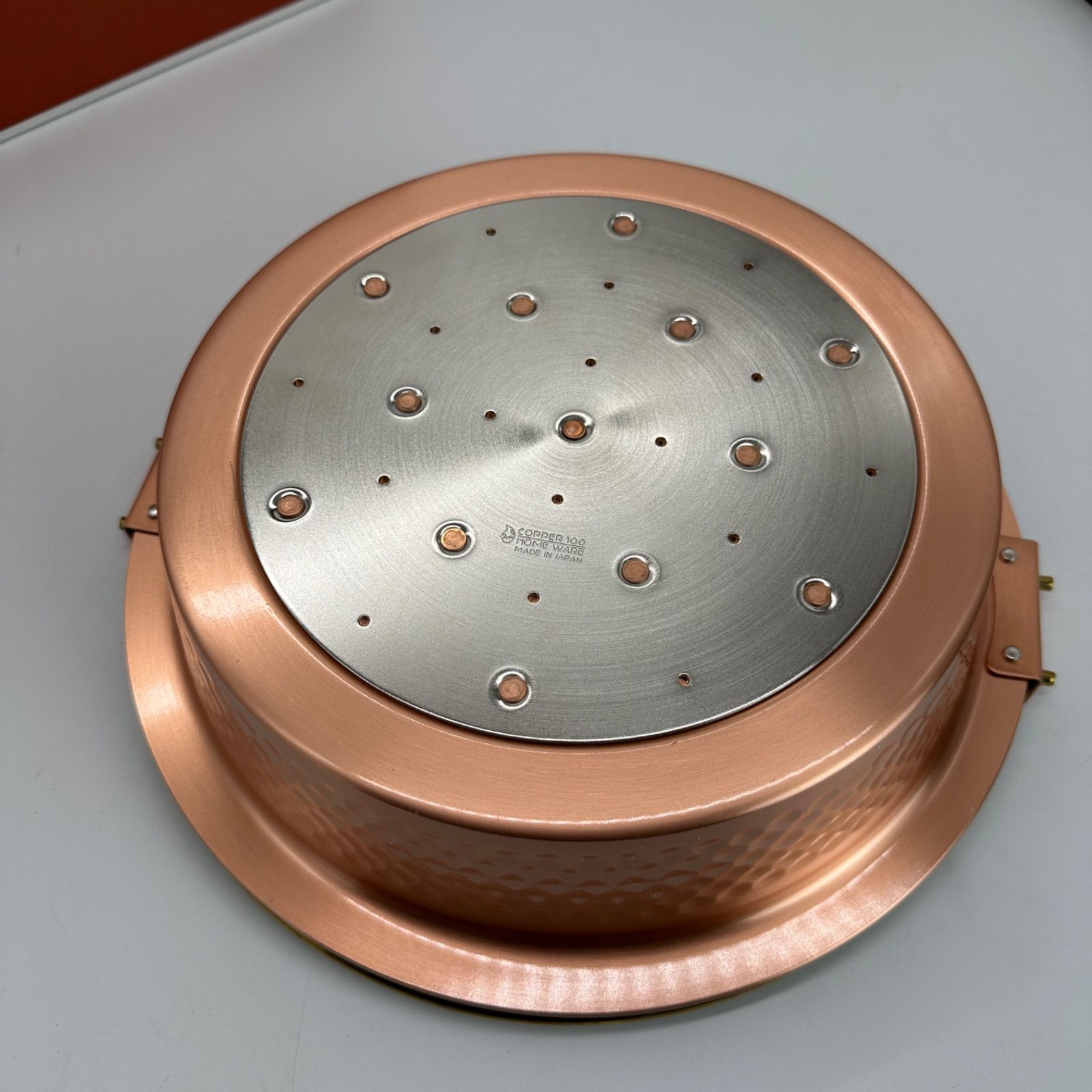 タイムセール】銅 純銅 鎚目入れ すき焼き鍋 鍋（ツル付）26cm S