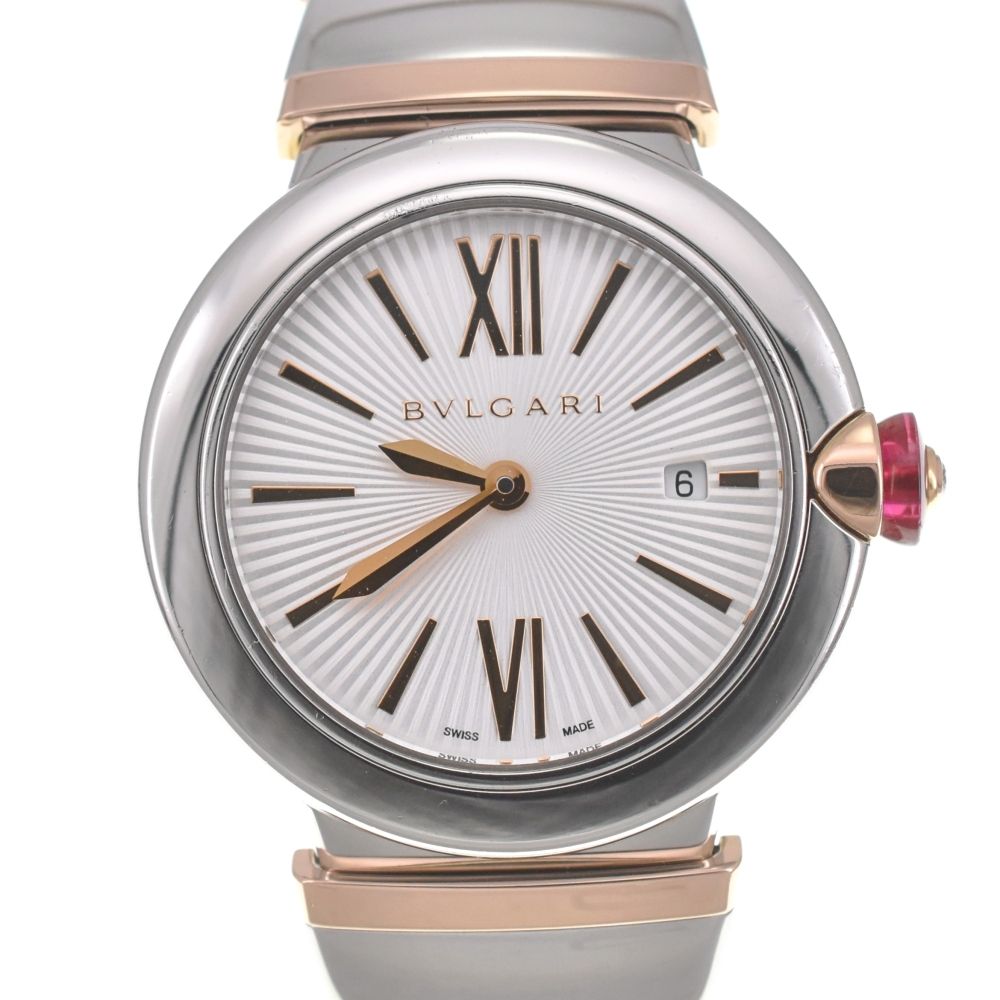 ブルガリ BVLGARI LUP28SG ルチェア デイト SS|K18PG サファイア-ダイヤモンド リューズ クォーツ レディース G 139456