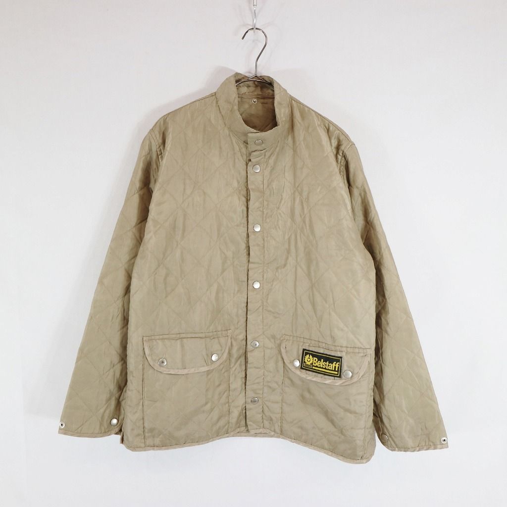SALE/ Belstaff ベルスタッフ キルティング ジャケット 防寒  ヨーロッパ古着 フラップポケット  ベージュ (メンズ  L相当)  N7211