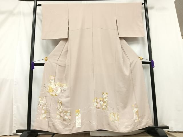 極上美品　豪華刺繍金箔使用　正絹留袖 美品 豪華 振袖 御所解文様 金駒刺繍 金彩 正絹 ベージュ系