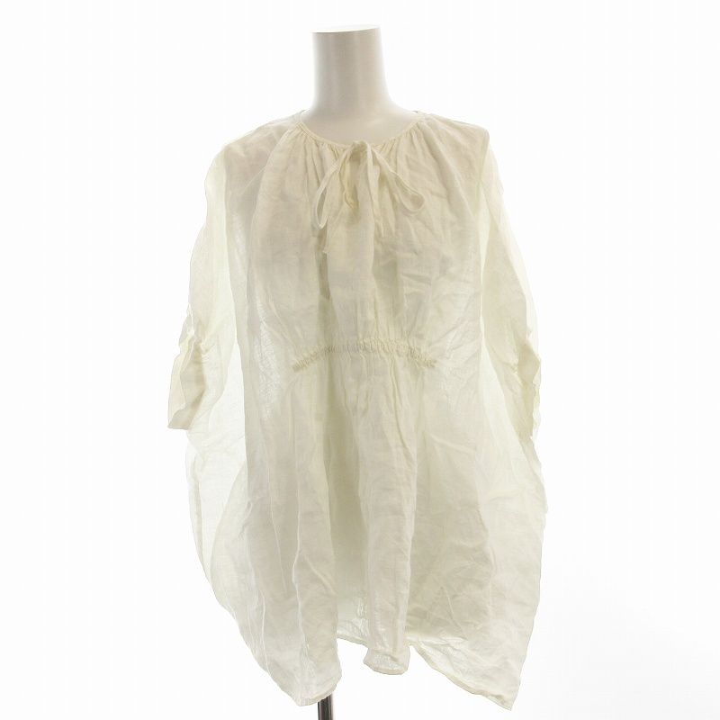 アーバンリサーチ ドアーズ URBAN RESEARCH DOORS リネンギャザーブラウス シャツ 半袖 M 白 ホワイト DR3523T120 /EE