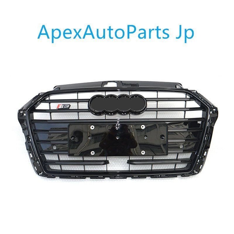 2017-2019年式 アウディA3 8V S3スタイルフロントグリル ACC開口付きバンパーインテーク エンブレム付きDL14LYX