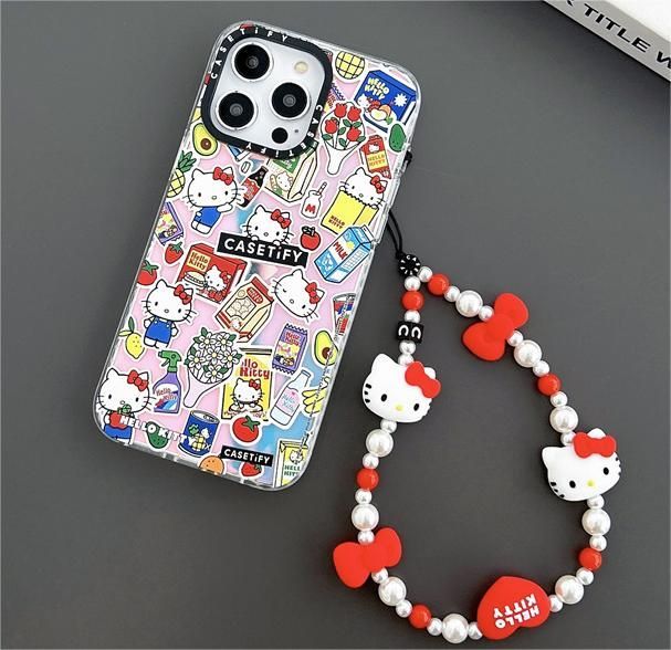 HELLO KITTY×CASETIFY スマホケース ストラップ  iphone15proケース  iphone14ケース iPhone13promaxケース