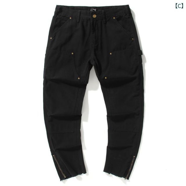  S メンズ 男性用 ファッション オシャレ シンプル 大人 かっこいい ストリート ヒップホップ HipHop カーキ 春夏 アメリカン ハイ カジュアル パンツ ゆったり ジッパー その他 パンツ