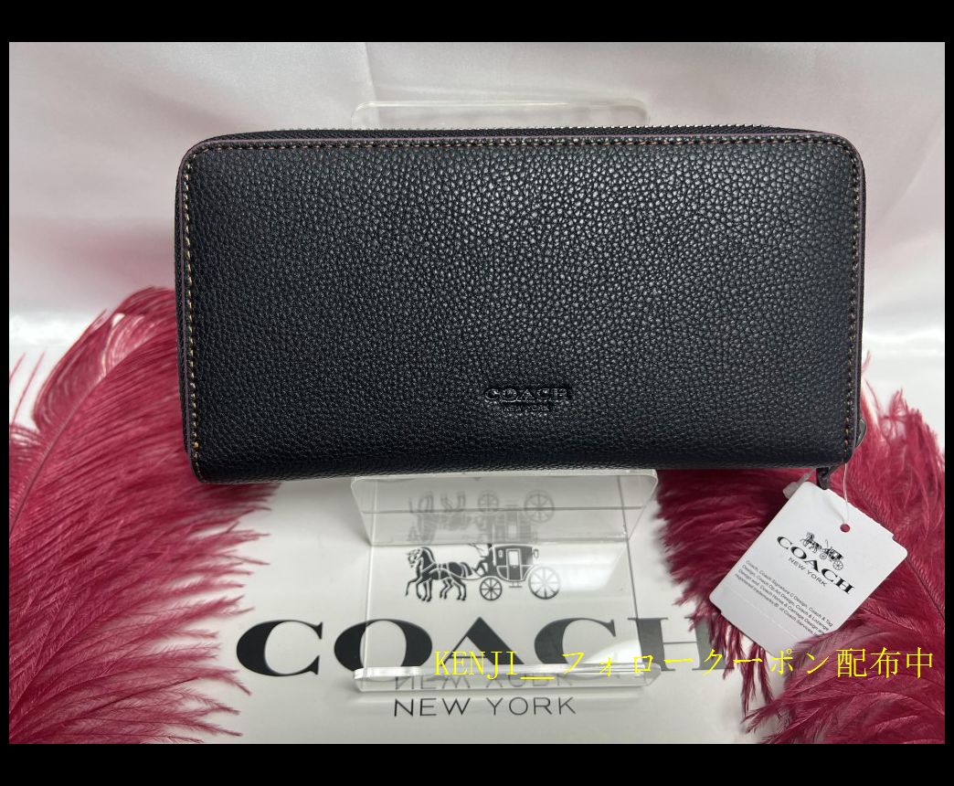 新品コーチ COACH 長財布 財布 アコーディオン ラウンドジップ レザー ブラック キース ヘリング プレゼント 父の日母の日贈り物 吉日 ギフト 財布  メンズ ファッション 新品未使用 ブランド - 最終処分・激安