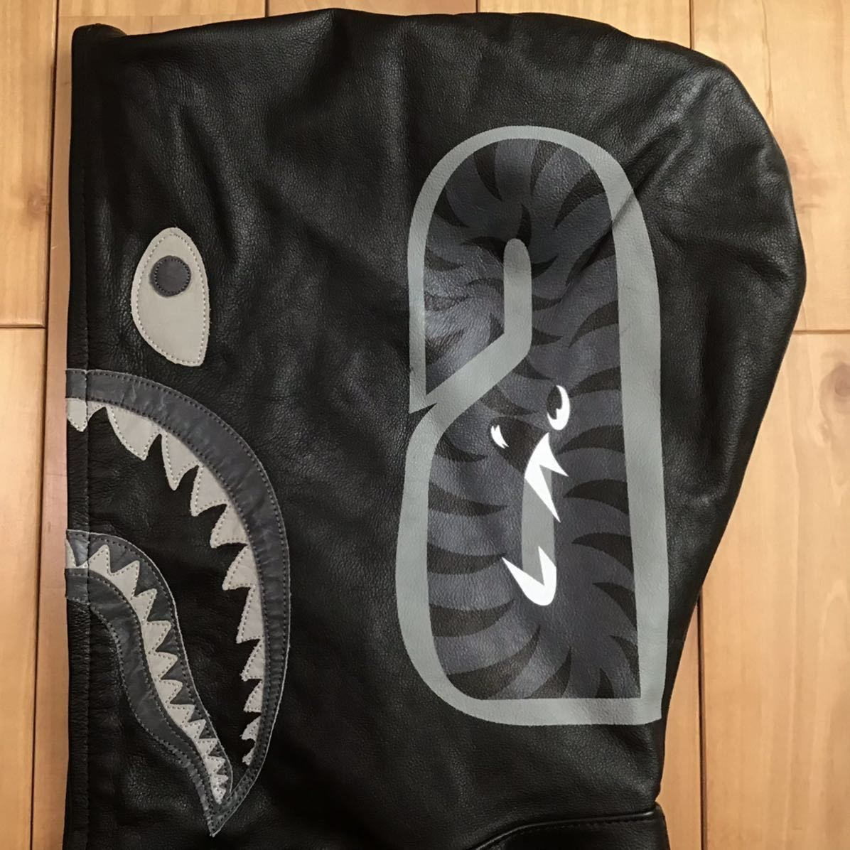 レザー シャーク パーカー Sサイズ black a bathing ape BAPE leather
