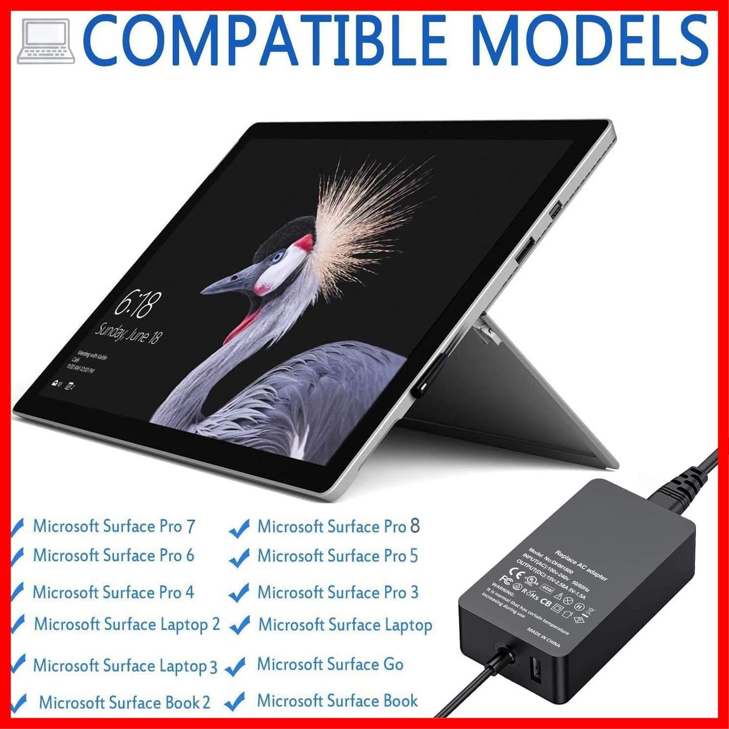 Book 2 Microsoft Surface pro4 pro3 用 ACアダプター 12V 2.58A 36W マイクロソフト充電器 1769 1625 1724 1631 Book 2 surface pro4 3 ケープル