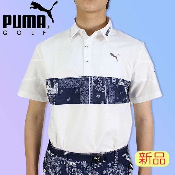 大きいサイズ〈PUMA GOLF プーマゴルフ〉ロゴ刺繍 裏地付 ストレッチ素材 ゴルフ パンツ ホワイト 91 サイズ：L PUMA GOLF プーマゴルフ 半袖ポロシャツ ロゴ刺繍 オレンジ