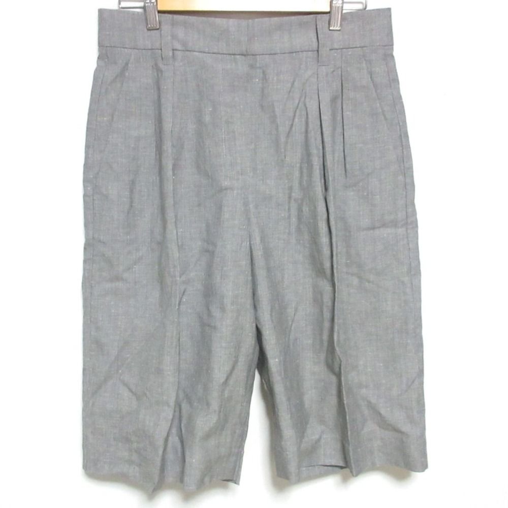 21SS BRUNELLO CUCINELLI ブルネロクチネリ ウール×リネン ショートパンツ バミューダショーツ I42サイズ グレー レディース 古着
