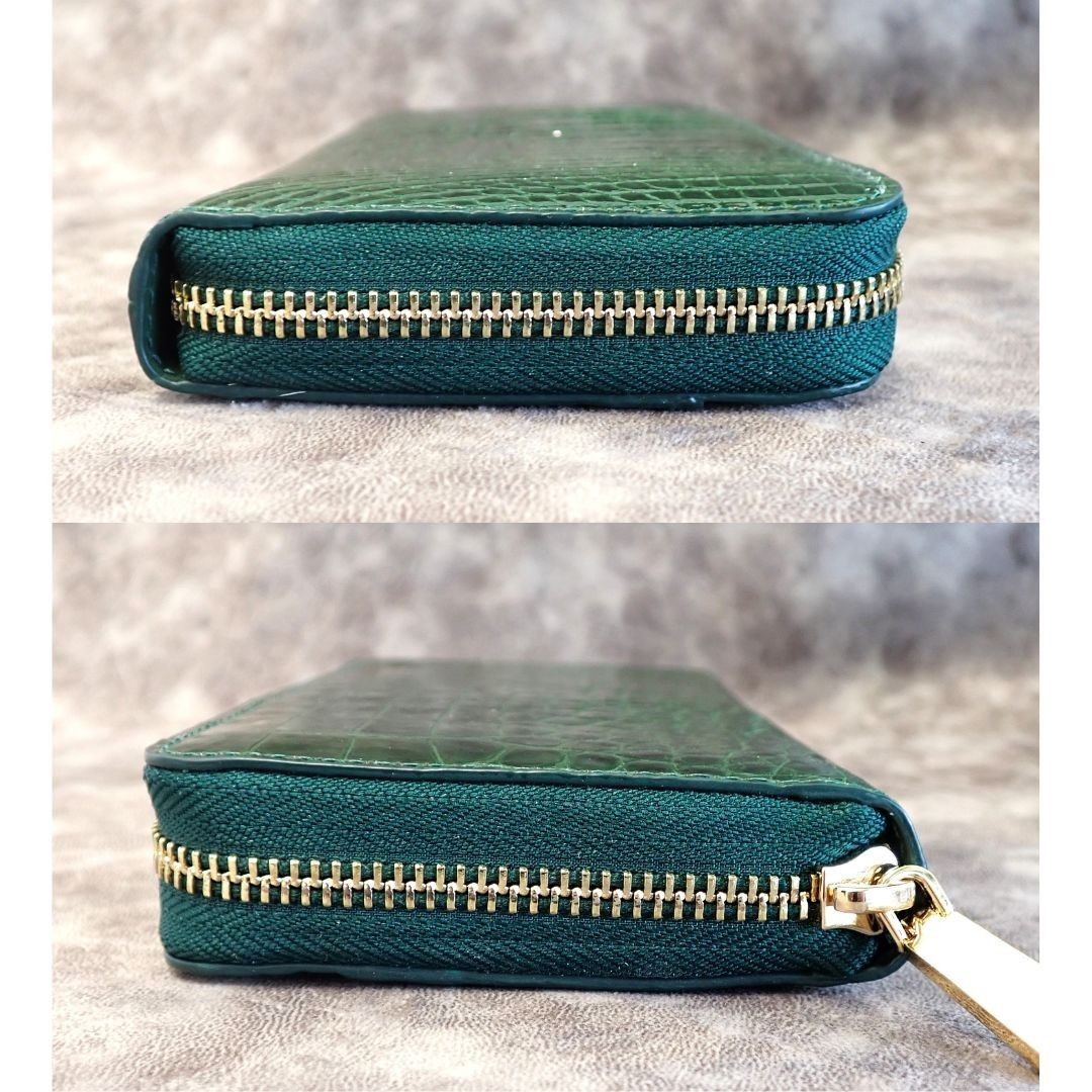 ヘンローン製 クロコダイル 長財布 シャイニーグリーン 木箱付き 新品  