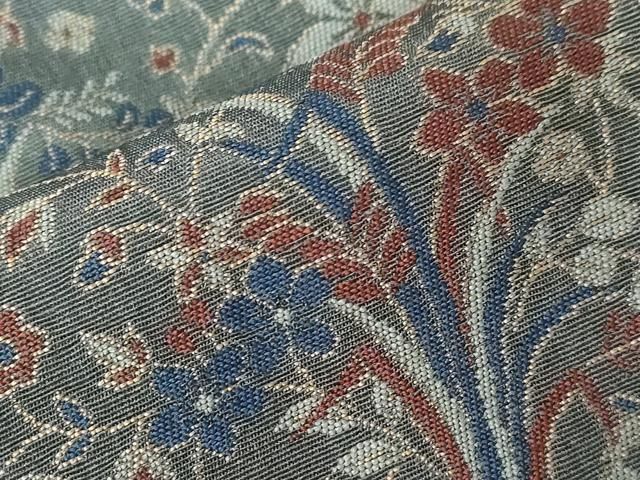 平和屋着物＃道中着 お召地 草花文 金糸 正絹 逸品 未使用 CAAT0472dy