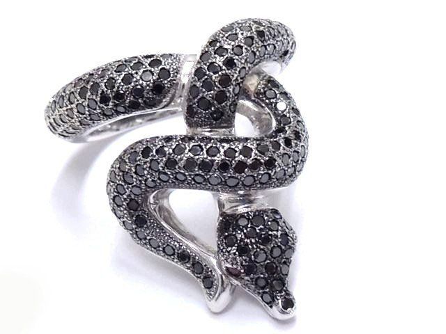 2 K18 WG ホワイトゴールド リング □ 16号 ブラックダイヤ1.87ct 11.9  